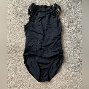 Balera black leotard with zip back Large Child